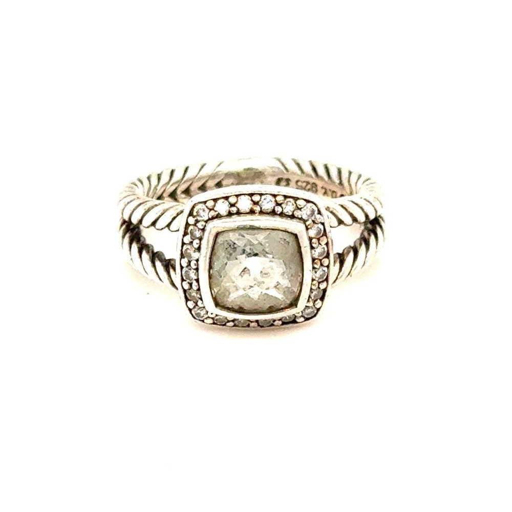 D.Y. 925 Prasiolite/Diamonds Ring‎ (Sz 5)